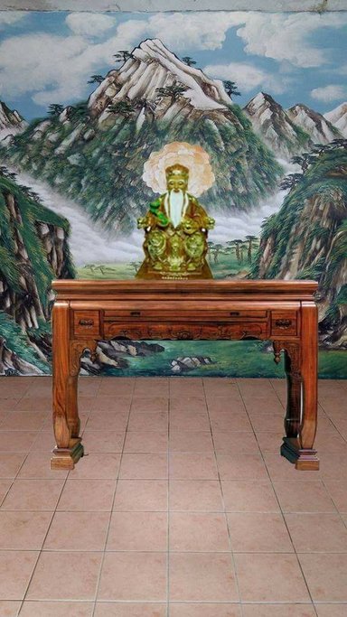 土地公神桌背景-土地公, 神桌背景, 壁畫彩繪,宮廟彩繪